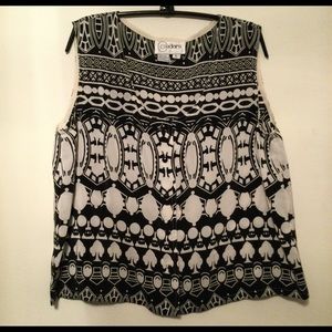 Cedars Graphic Silk Top, size L